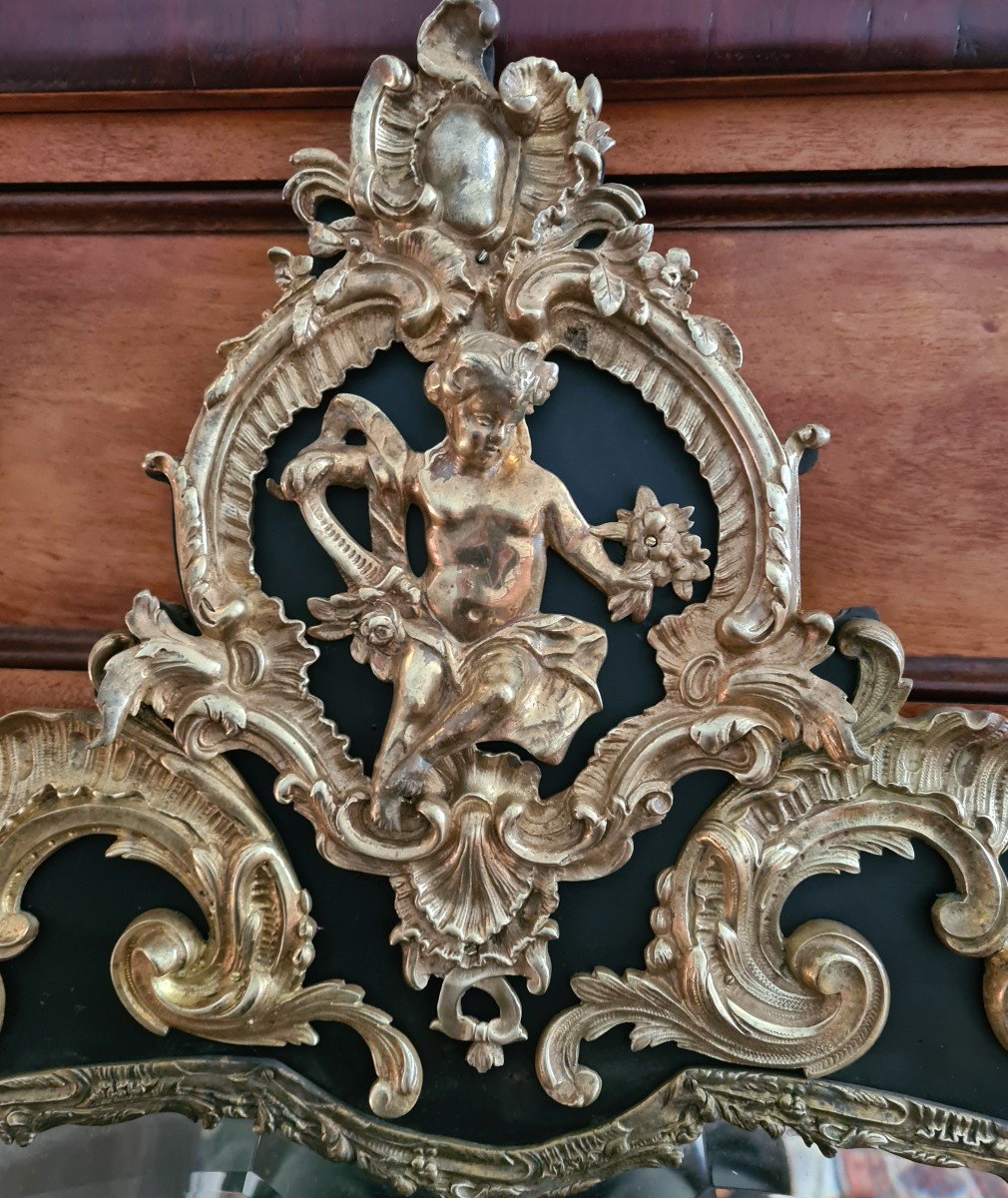 Miroir Napoléon III , à riche décor de  bronze doré -photo-2