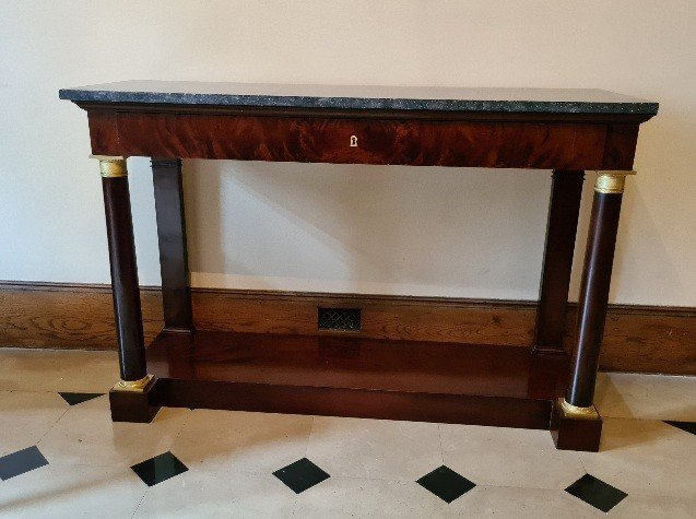 Large Pair Of Empire Consoles In Mahogany And Mahogany Veneer Circa 1812-photo-1