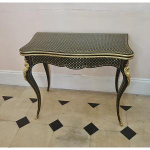 Table à Jeux Formant Console De Style Louis XV, Marqueterie De Style Boulle , ép Napoléon IIIi