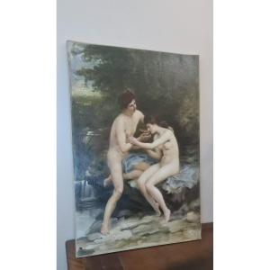 Louis Hierle (1856-1906) 100x 68cm –tristan Et Iseult–signé Daté 1991– Art Pompier - Sans Cadre