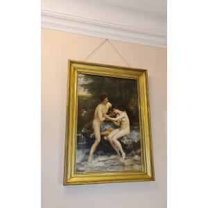 Louis Hierle (1856-1906) 100x 68cm –tristan Et Iseult–signé Daté 1991– Art Pompier - Sans Cadre