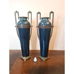 Porcelaine De Sevres - époque Art Déco - Vers 1930 - Grande Paire De Vases 