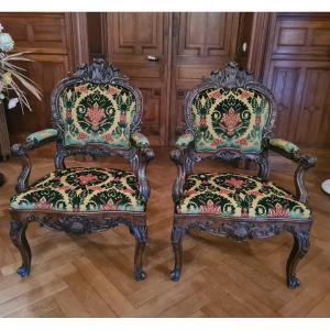 Exceptionnelle Paire De Fauteuils Italiens à Châssis - Venise Début XVIIIème - Circa 1720