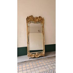 Grand Miroir à Parcloses En Bois Doré - Venise Fin XVIIIème