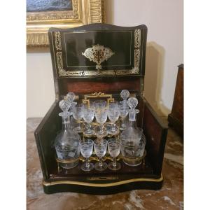  Napoléon III Period Boulle Marquetry Liqueur Cellar. Perfect Condition And Complet