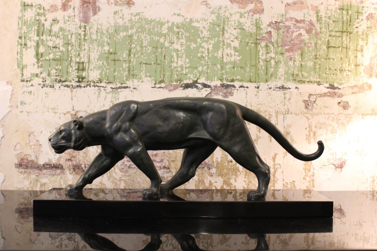 Bronze Panther By Alexandre Ouline-photo-2