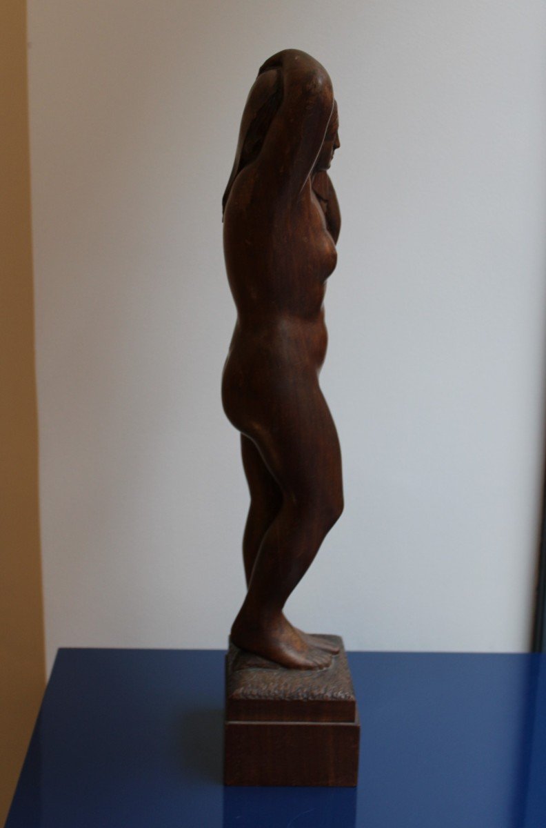 Wooden Sculpture Signed R.barou-photo-1