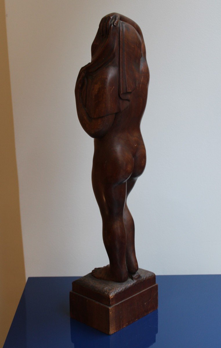 Wooden Sculpture Signed R.barou-photo-2