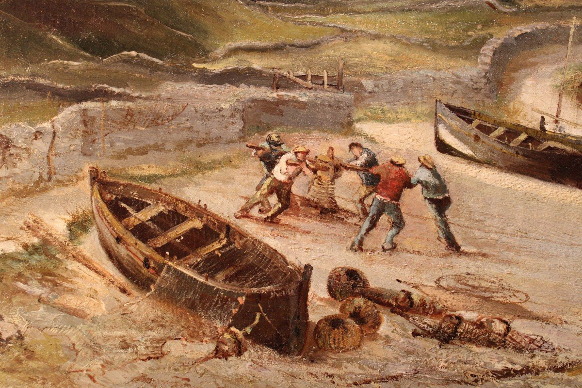 Return From Fishing, Oil On Canvas By Jules Fleury-photo-1