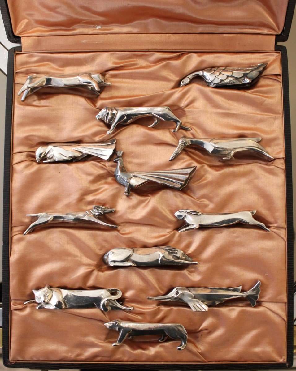 Set Of 12 Knife Holders, Gallia, Circa 1935-photo-2