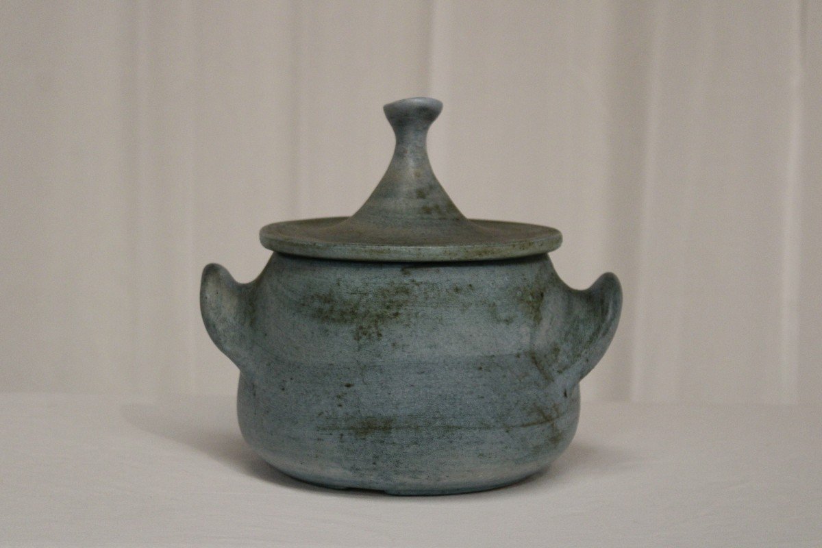 Large Covered Pot By Jean De Lespinasse, Circa 1950-photo-4