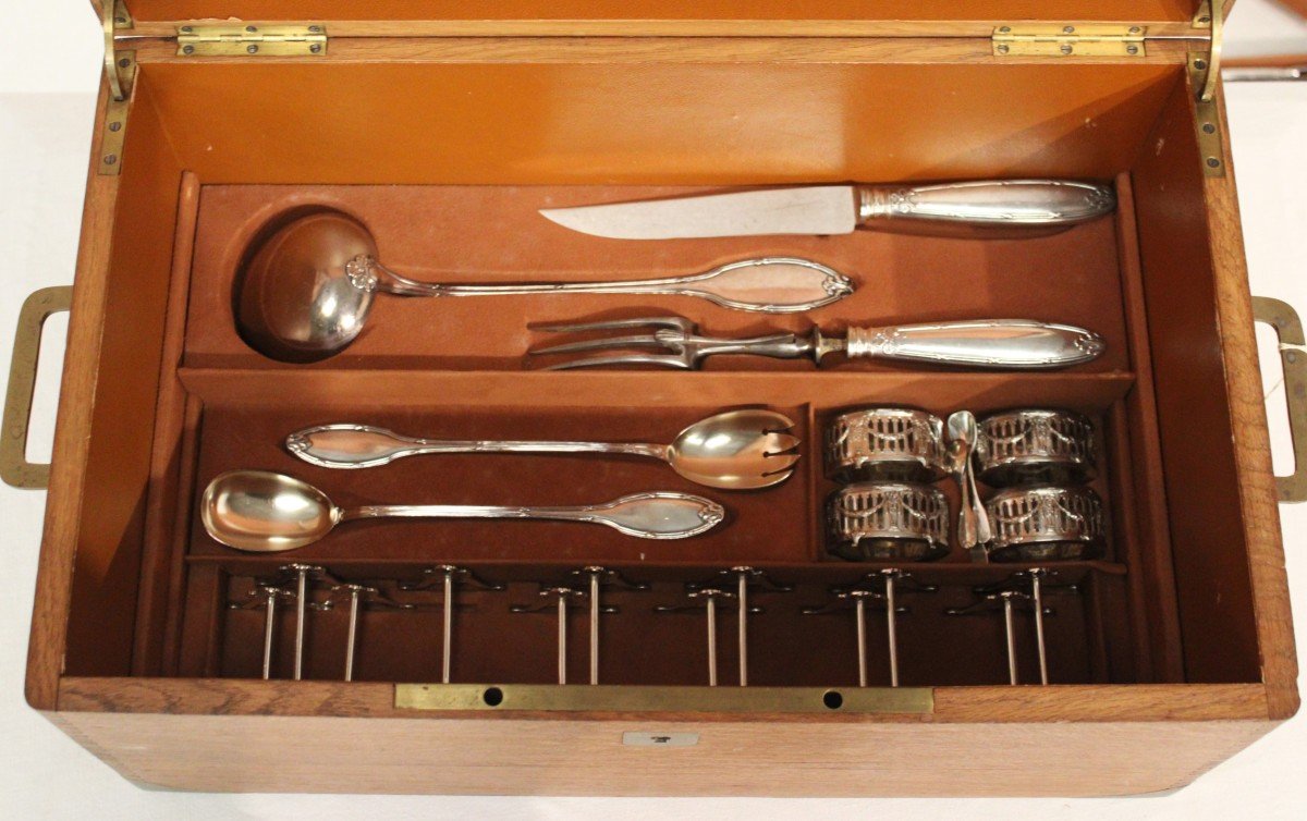 Cutlery Set, 185 Pieces In Silver-plated Metal, Saglier (brothers & Co), Early 20th Century-photo-1