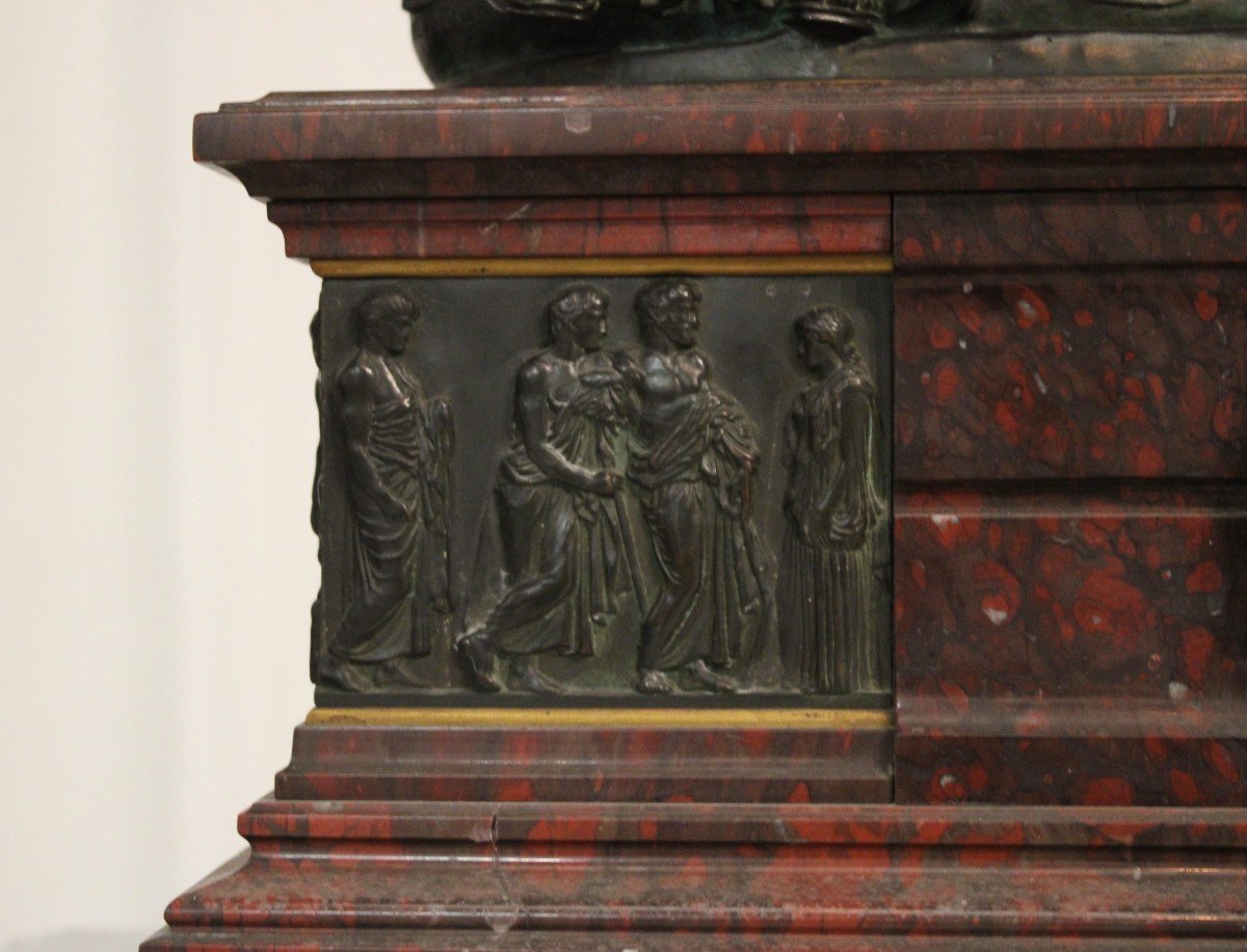 Large Clock Topped With A Bronze Group, After Auguste Clésinger, Barbedienne, Late 19th Century-photo-1