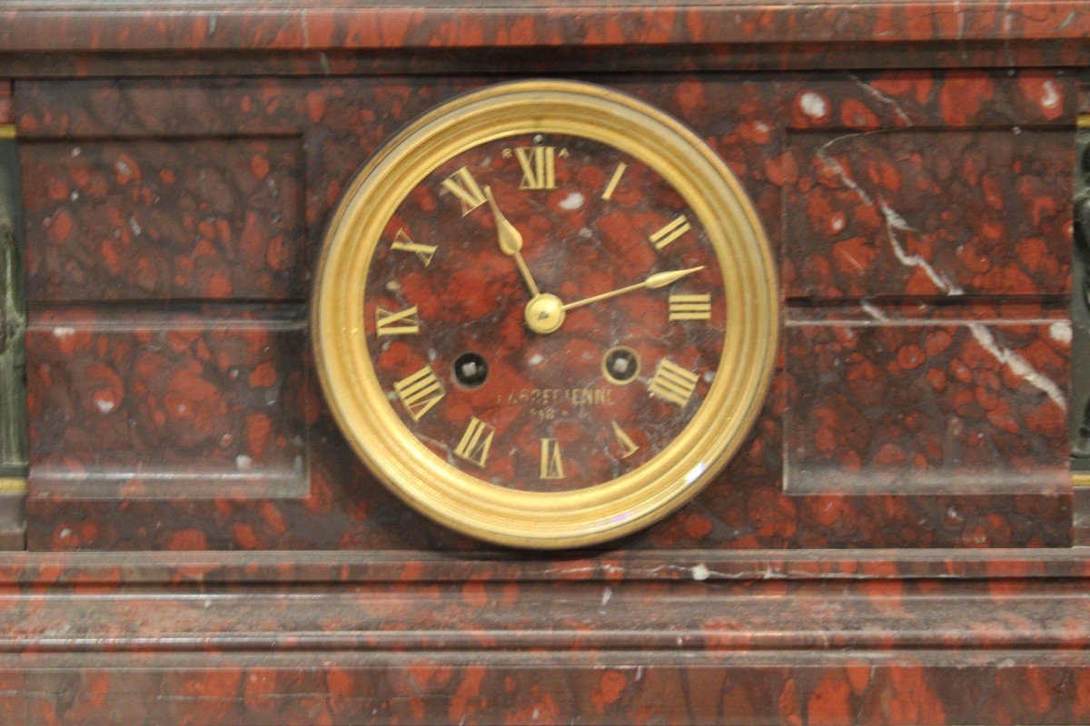 Large Clock Topped With A Bronze Group, After Auguste Clésinger, Barbedienne, Late 19th Century-photo-3