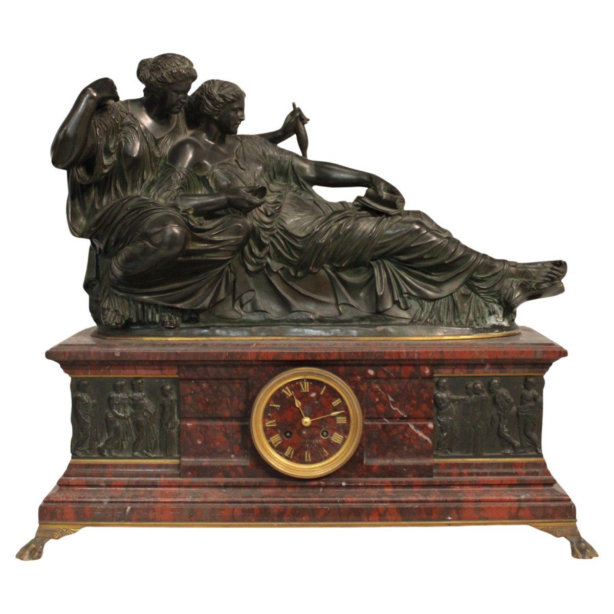 Large Clock Topped With A Bronze Group, After Auguste Clésinger, Barbedienne, Late 19th Century