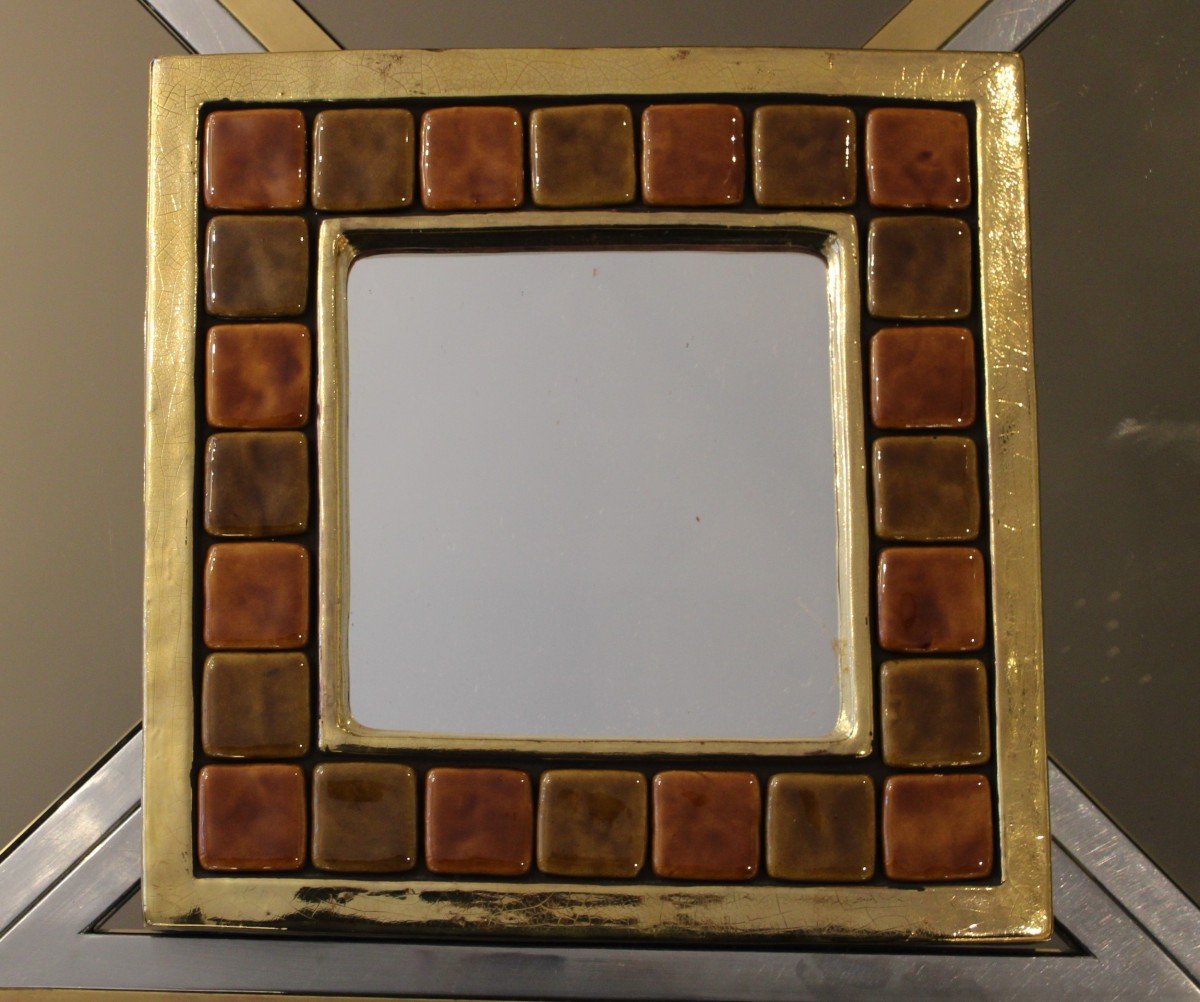 Miroir En Céramique Par Mithé Espelt, France, Circa 1970-photo-3