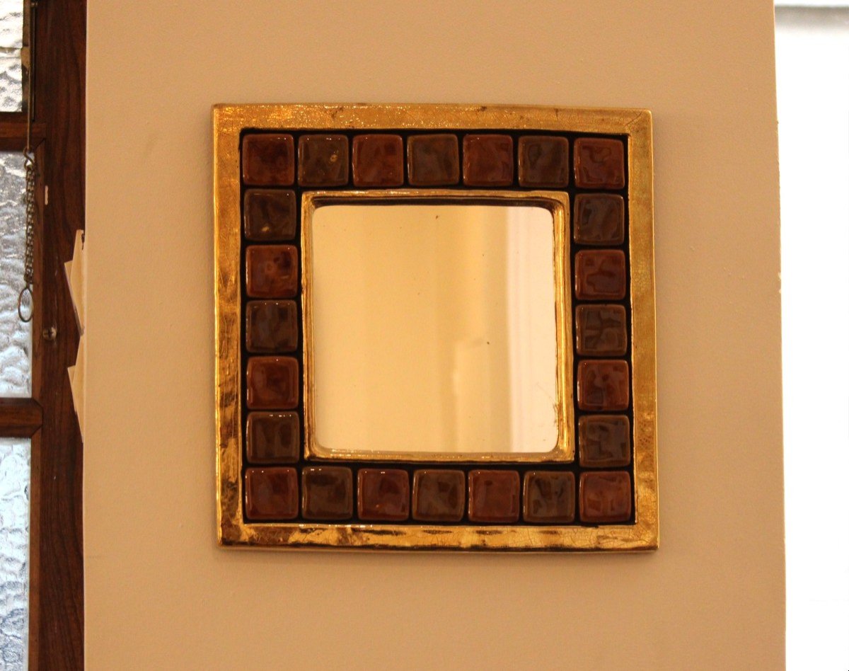 Miroir En Céramique Par Mithé Espelt, France, Circa 1970-photo-2