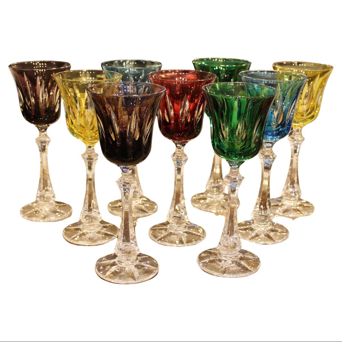 Set Of 9 Cristal Glasses By Cristalleries De Sèvres