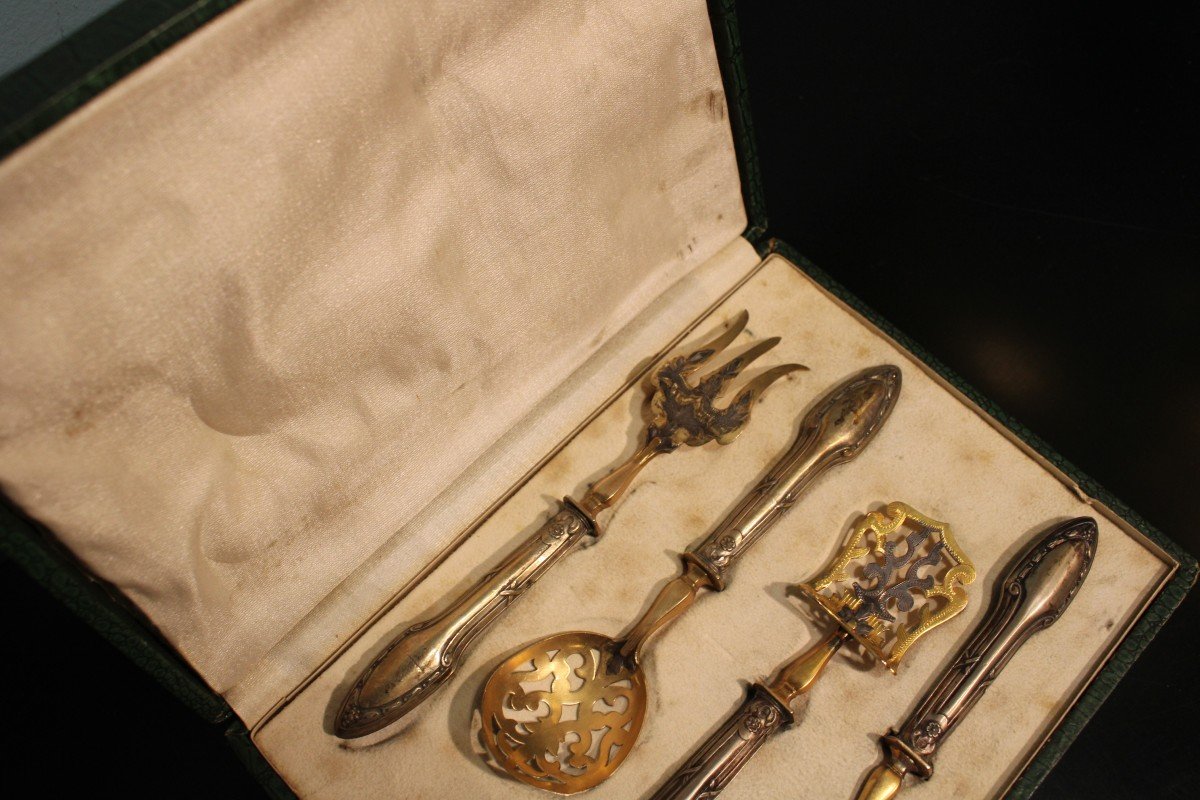 Set Of 4 Old Cutlery In Their Box-photo-4