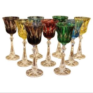 Ensemble de 9 verres, Cristalleries de Sèvres, France XXème