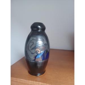 Vase Odetta Par Paul Fouillen, Hb, Quimper, Bretagne 