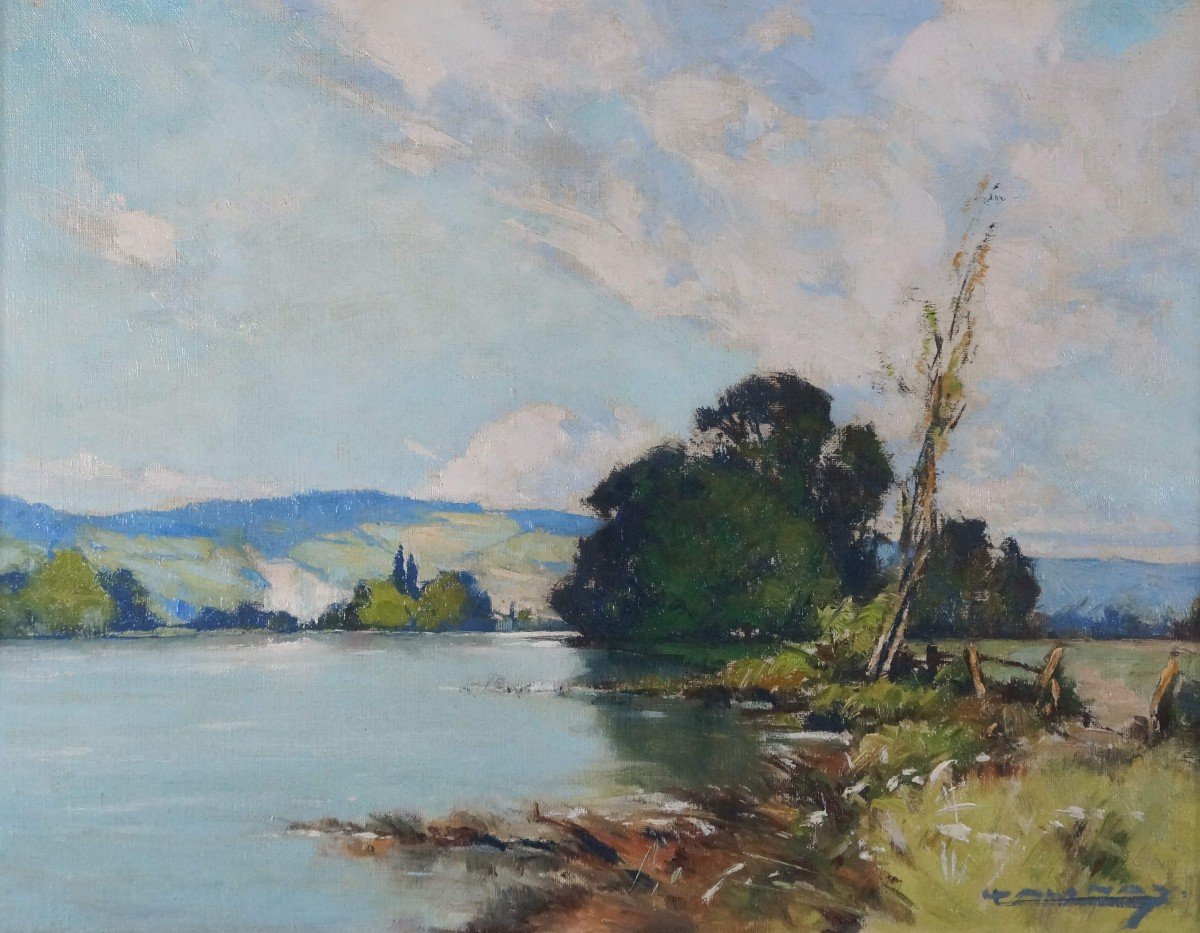 Ecole Française du XXème « Bords de Seine » Par Léon LAUNAY (1890-1956) 