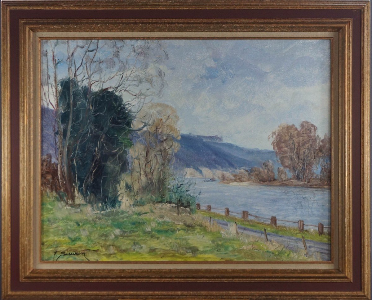 Ecole Française et Postimpressionniste « La Seine à Mesnil Sous Jumièges » Par Jean SIEURIN .-photo-2