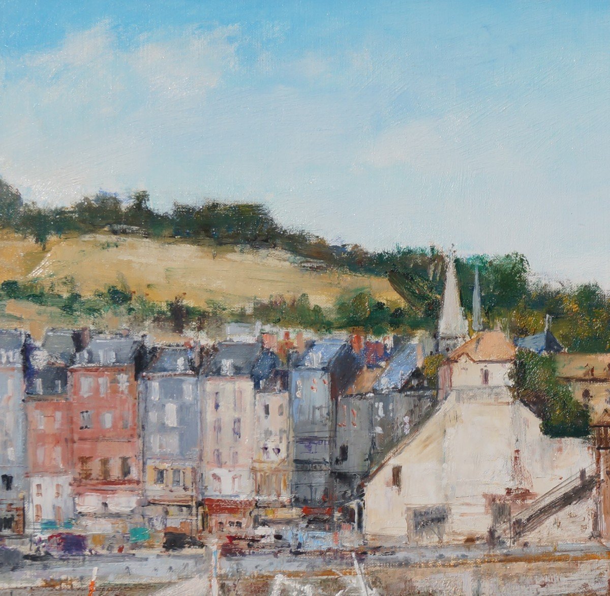 Ecole Française, Postimpressionniste du XXème « Honfleur, bassin à marée basse » Par CRAMOYSAN.-photo-2