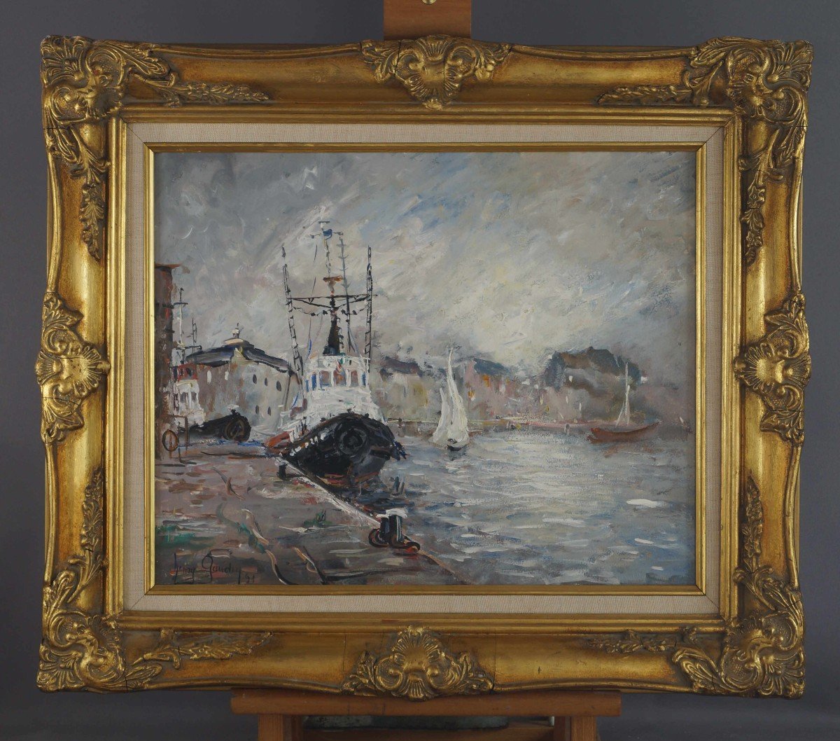 Ecole Française, Postimpressioniste du XXème « Abeille au Havre » Par Henri GAUDIN.-photo-3