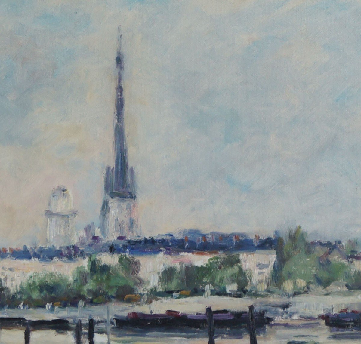 School Of Rouen And Post-impressionist Of The 20th Century “rouen, Le Pré Aux Loups” M. Laquay (1925-201)-photo-1