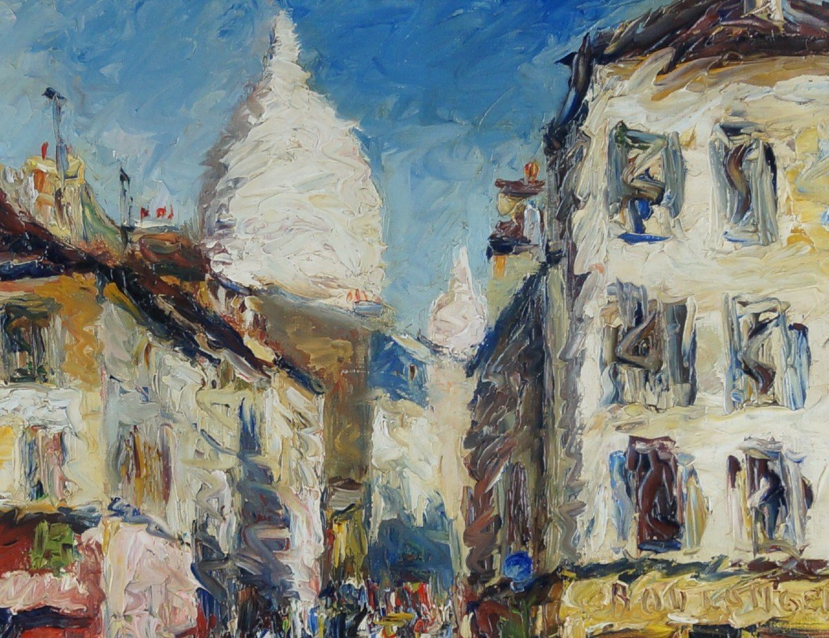 French And Paris School Of The 20th Century “montmartre, Rue Norvins” By Yves Bacon (1907-2004)-photo-2