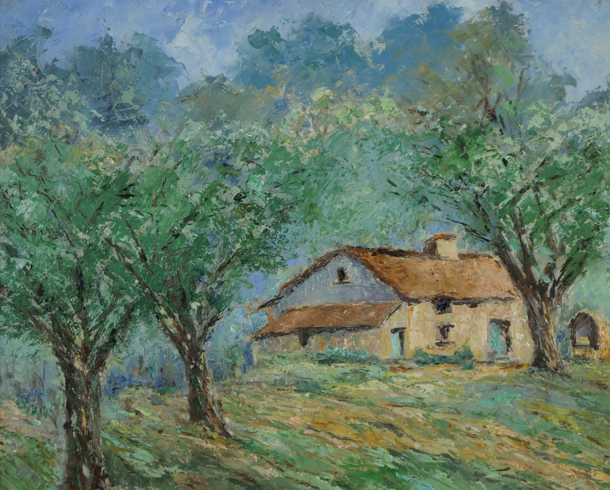 French School Of The 20th Century “farm In The Basque Country” By Anonymous.