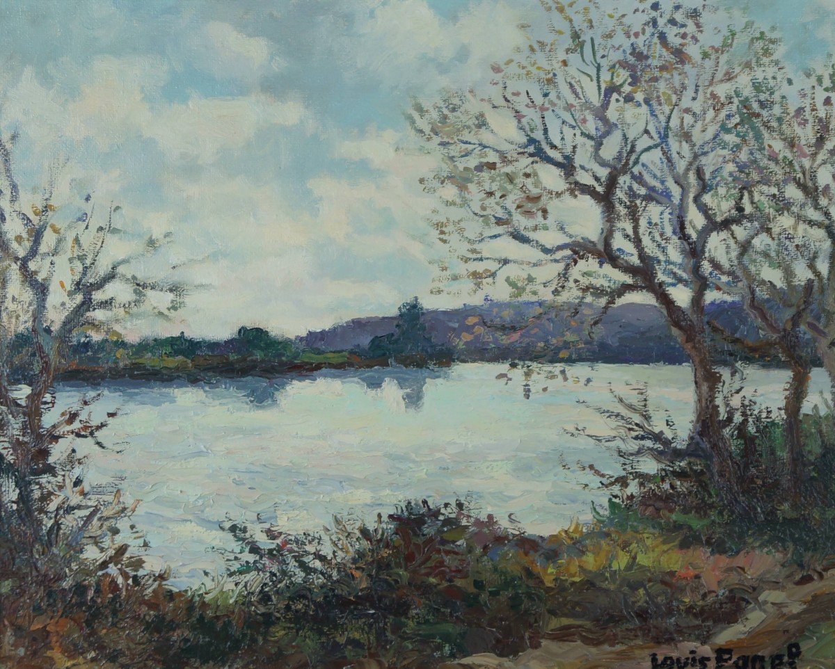 Rouen School And 20th Century Post-impressionist “the Seine Near Duclair” By Louis Panel.-photo-2