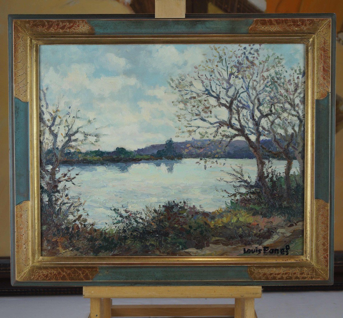 Rouen School And 20th Century Post-impressionist “the Seine Near Duclair” By Louis Panel.-photo-3