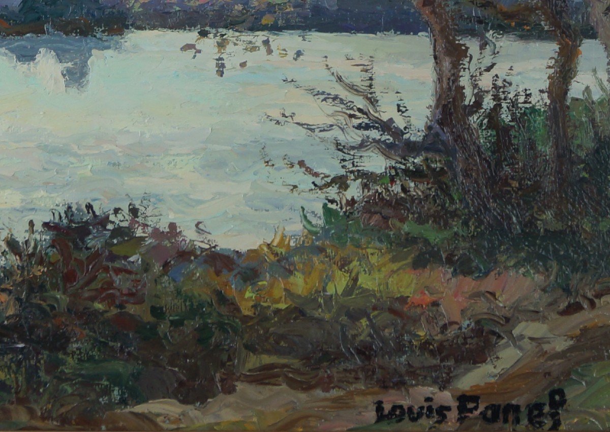 Rouen School And 20th Century Post-impressionist “the Seine Near Duclair” By Louis Panel.-photo-5