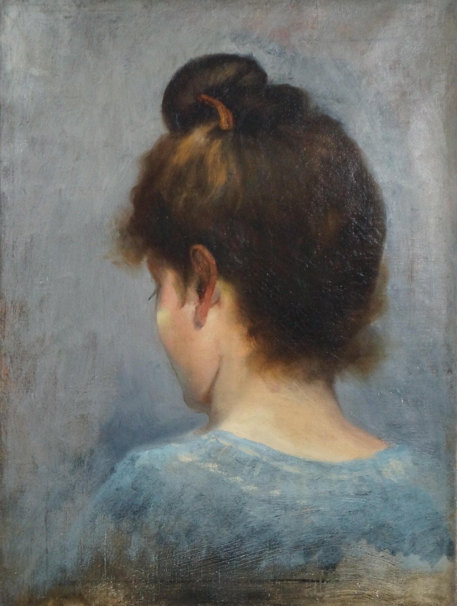 Spanish School Of The 20th Century “young Woman From The Back And Bust” By Wenceslao De La Guardia (attributed)