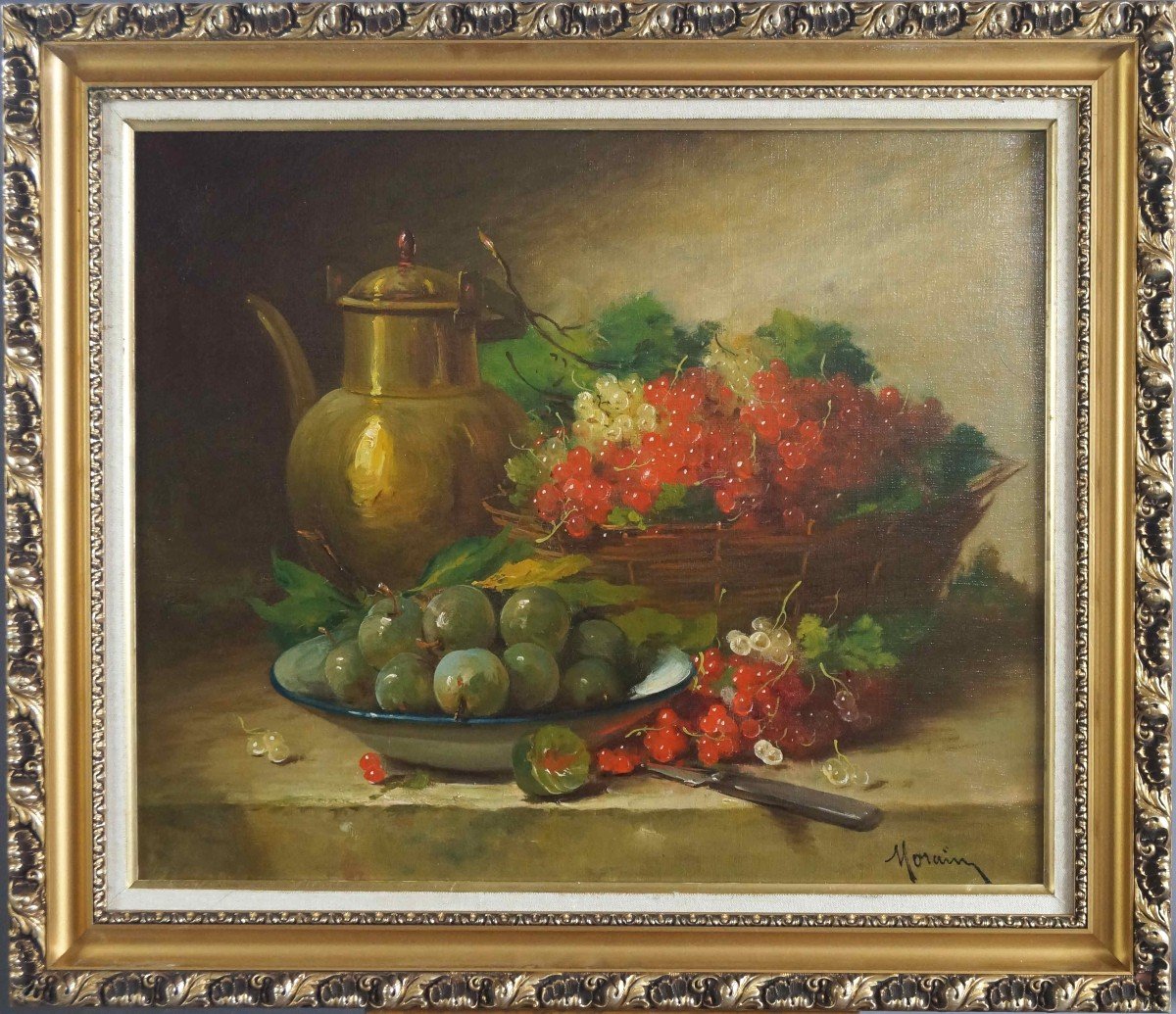 French School Of The 19th Century “still Life With Copper Pitcher” By Pierre Morain (1821-1893)-photo-2