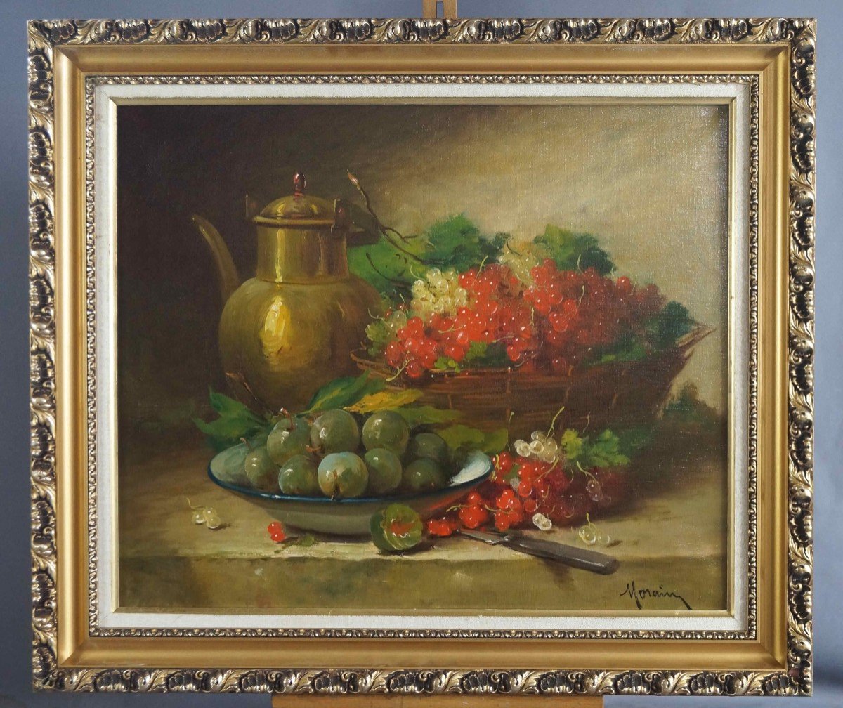 French School Of The 19th Century “still Life With Copper Pitcher” By Pierre Morain (1821-1893)-photo-3