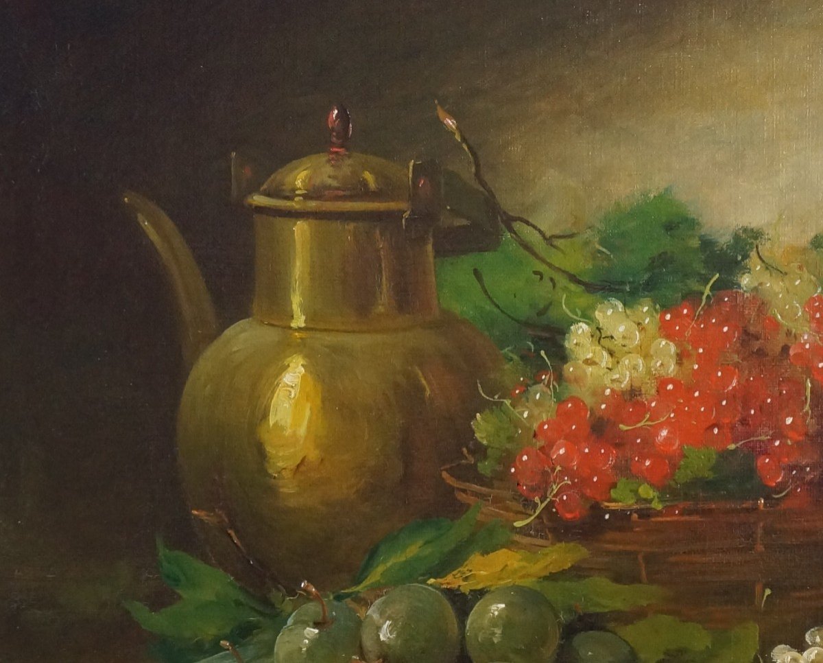 French School Of The 19th Century “still Life With Copper Pitcher” By Pierre Morain (1821-1893)-photo-1