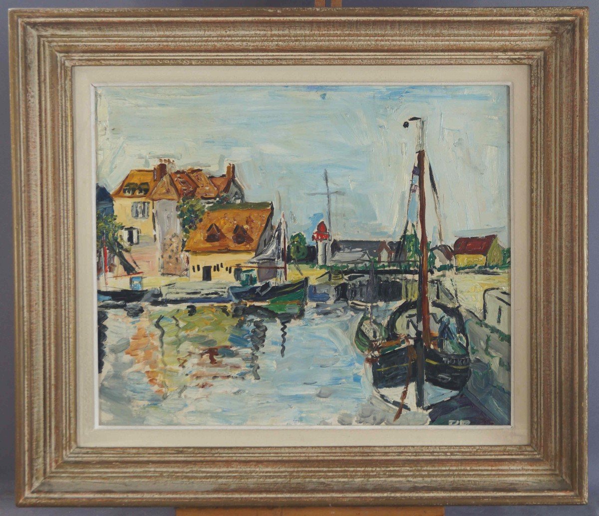 French And Post-impressionist School Of The 20th Century “port Of Honfleur” By Anonymous.-photo-2