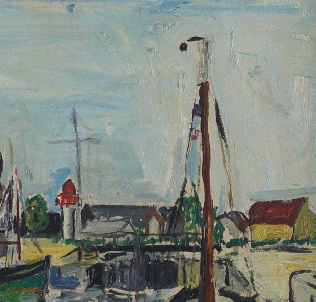 French And Post-impressionist School Of The 20th Century “port Of Honfleur” By Anonymous.-photo-1