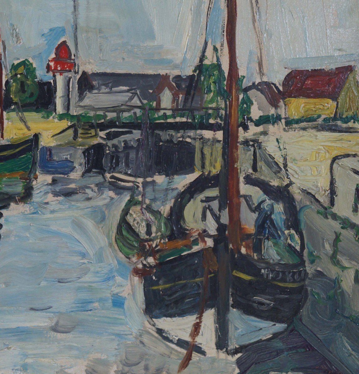 French And Post-impressionist School Of The 20th Century “port Of Honfleur” By Anonymous.-photo-2