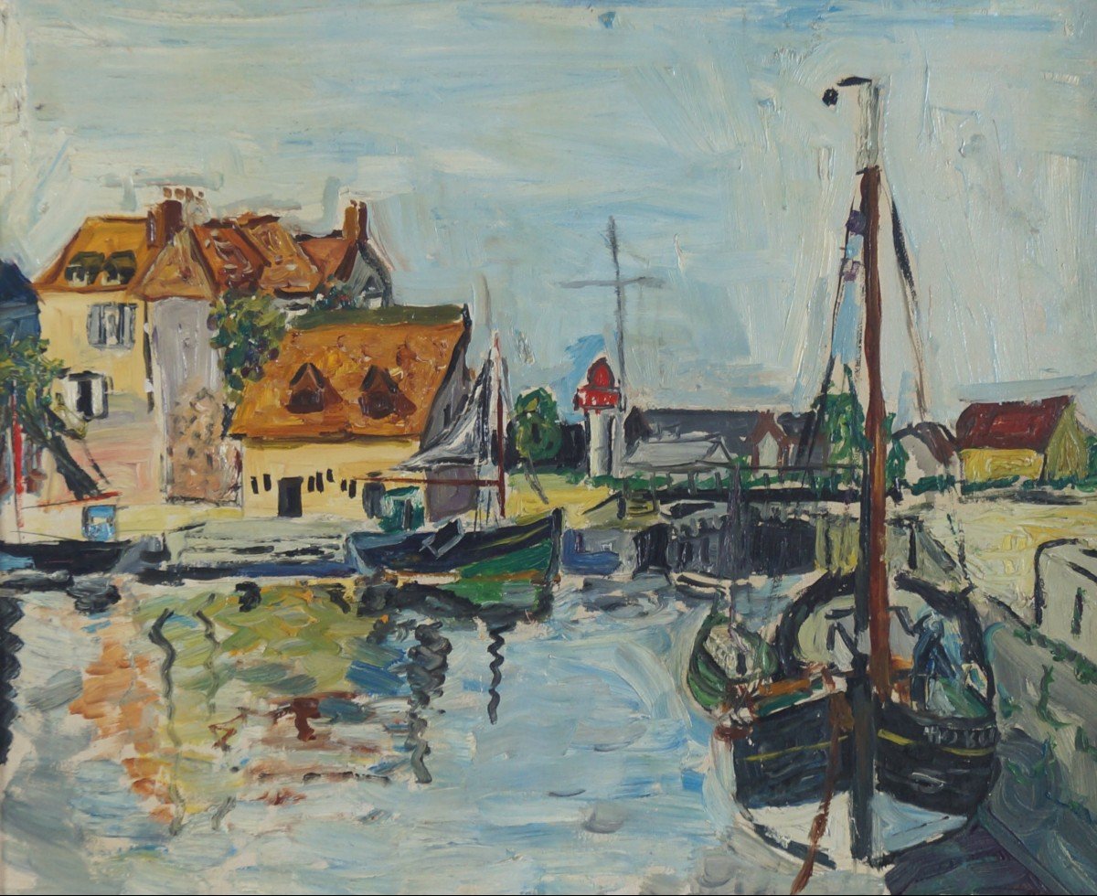 French And Post-impressionist School Of The 20th Century “port Of Honfleur” By Anonymous.