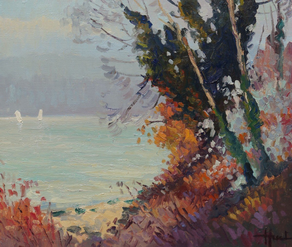 French School And Impressionist Of The Rouen School “light On The Seine” By Jacques Huet.-photo-4