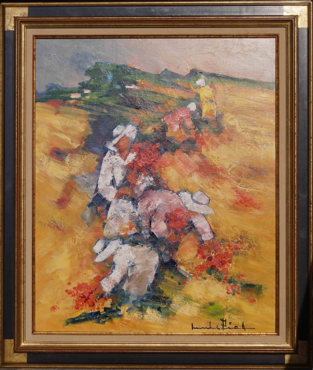 French And Provençal School Of The Early 20th Century “poppy Picking” By Michel Piel -photo-2