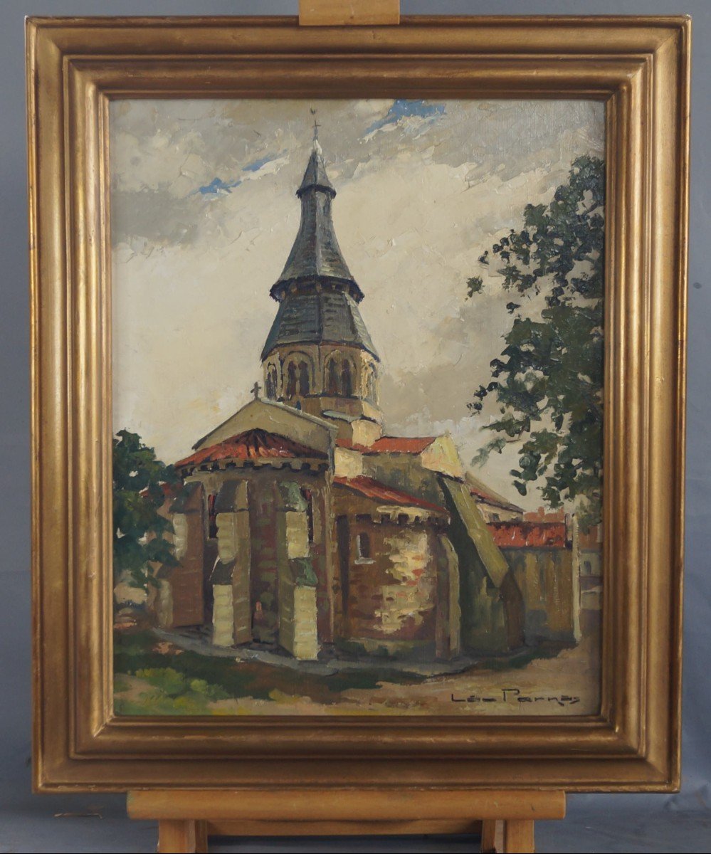 Ecole Française du XXème «Église Saint-Georges de Néris-les-Bains» Par Léopold PERNES (1912-1980)	-photo-3