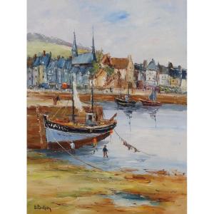 Ecole du XXème « Port de Honfleur » Par Etienne BELLAN  (1922-2000)