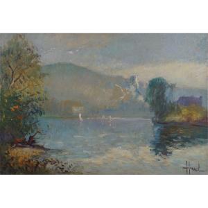 Ecole Française et Impressionniste de Rouen « La Seine aux Andelys »  Jacques  Huet.