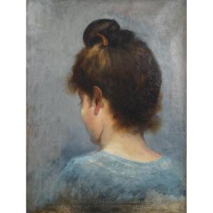 Spanish School Of The 20th Century “young Woman From The Back And Bust” By Wenceslao De La Guardia (attributed)