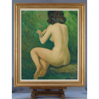 Ecole Française du XXème « Jeune fille nue de dos » par Fernand LABAT (1889-)